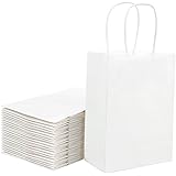 BIOBROWN Gift Bags Paper Bags Bulk with Handles for Birthday Wedding Party Favors 10x5x13inch 25pcs-White