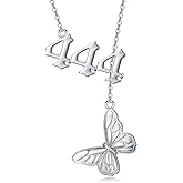 MEIDERBO Angel Number Necklace 925 Sterling Silver Butterfly/Cross/Opal Star of David Pendant Angel Number Necklace Numerology Jewelry Gifts for Women