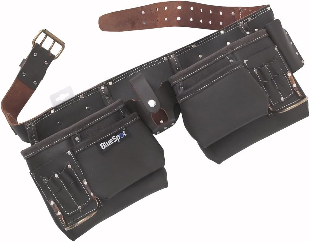 Black Leather Double Tool Pouch Tool Storage Pouch Builders Carpenters Plumbers