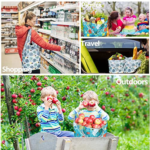 LotFancy Reusable Grocery Bags,Extra-Large/Large Foldable Shopping Bags with Attached Pouch, Waterproof Nylon Grocery Bags, Machine Washable and Eco-Friendly