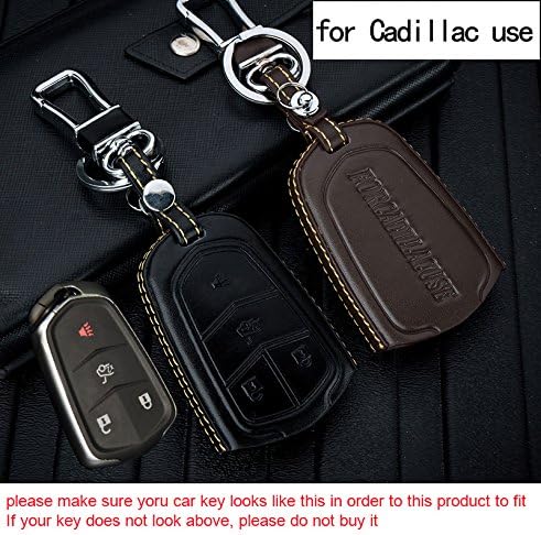 Leather Car Remote Key Holder Case Cover For CADILLAC XT 5 ATS CT6 XTS SRX black coffee 4 Button (coffee)