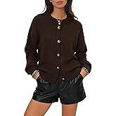 AOMEXAGA Womens Cropped Button Up Cardigan Sweater Y2k Chunky Knit Coat Fall Winter Casual Trendy Fashion Clothes 2026