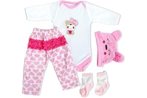 MAIHAO Reborn Baby Doll Clothes for 17-22 Inch Dolls, Cute Bear Pattern 4pcs Set
