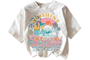 RoseSeek Girl's Graphic Print Tee Shirt Round Neck Short Sleeve T Shirts Summer Cute Trendy Tops