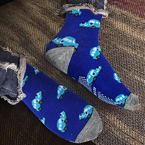 12 Pairs Toddler Non Skid Socks with Grips Anti Slip Bottom, Cotton Non Slip Ankle Crew Socks