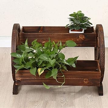 Jardinera De Soporte De Flores Doble Jardín Rectangular De Madera