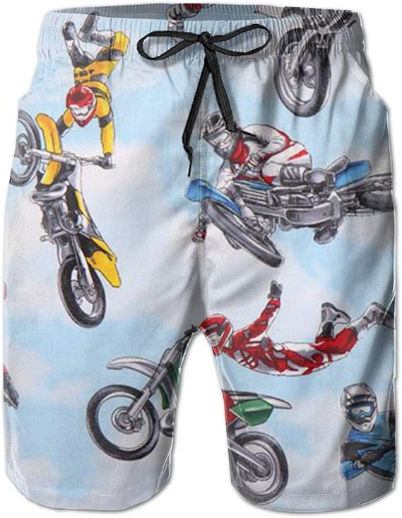 Oswz Blue Motorbike Motocross Sports Men's Beach Swimming Trunks Boxer