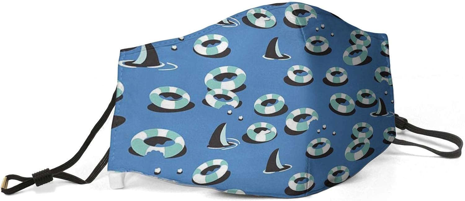 ZWEN Adult Half Face Multi Usage Face Cover Up Shark and Swim Ring Mouth Cover