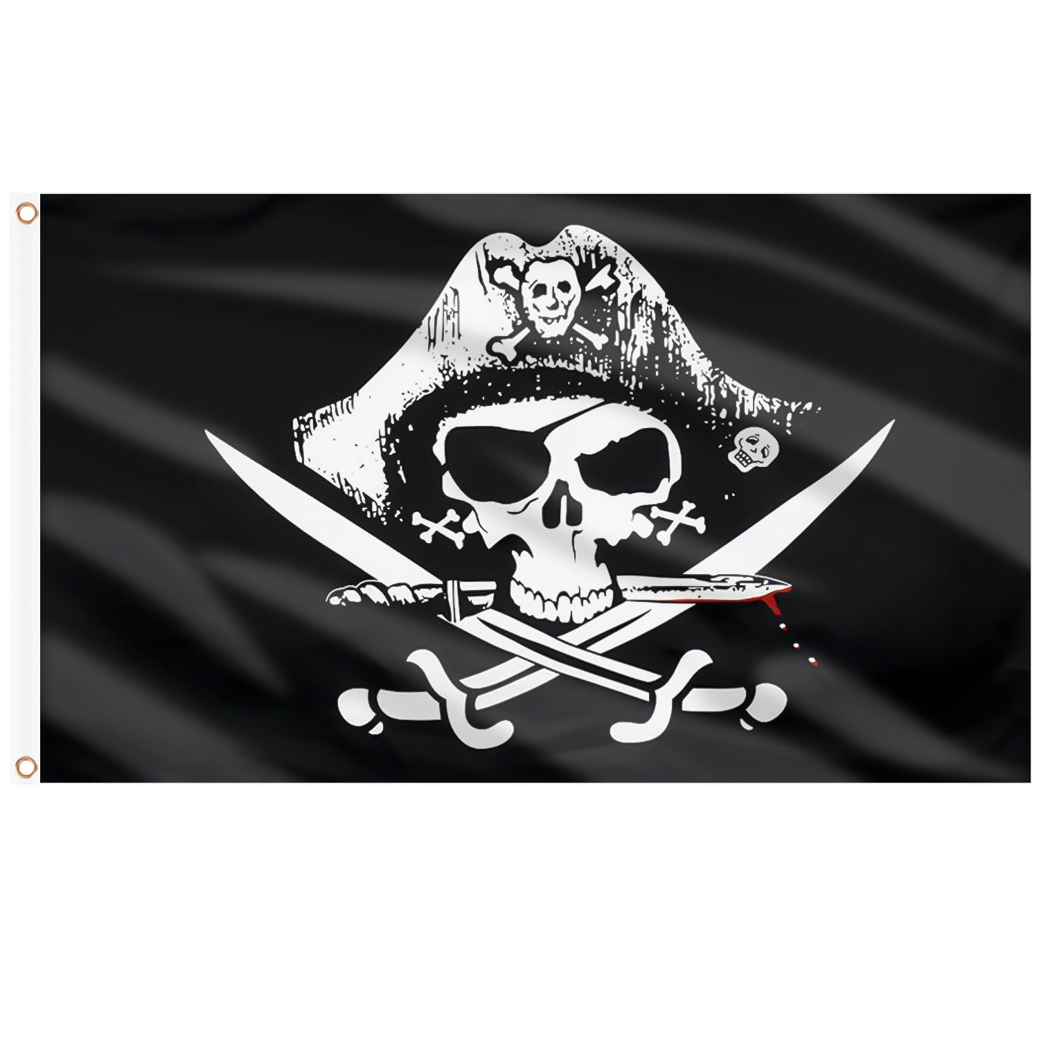 AhfuLife Pirate Flag - 3ft x 5ft Jolly Roger Flag with Brass Eyelets for Halloween Decorations