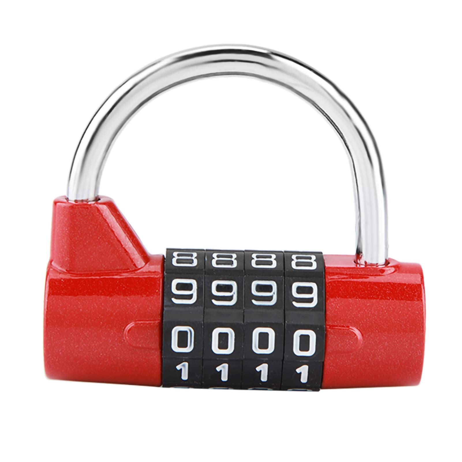 Restokki Gym Locker Lock, 4 Dial Digit Code Weatherproof Outdoor Combination Padlock, Travel Suitcase Gym Locker Security Password Lock - Easy to Read Numbers(Red)