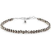 Golden Pyrite Bracelets For Women Gemstone Beaded Dainty Jewelry Silver Plated Chain 8 inch, Gifts For Her, Minimalist Western Fashion Jewelry