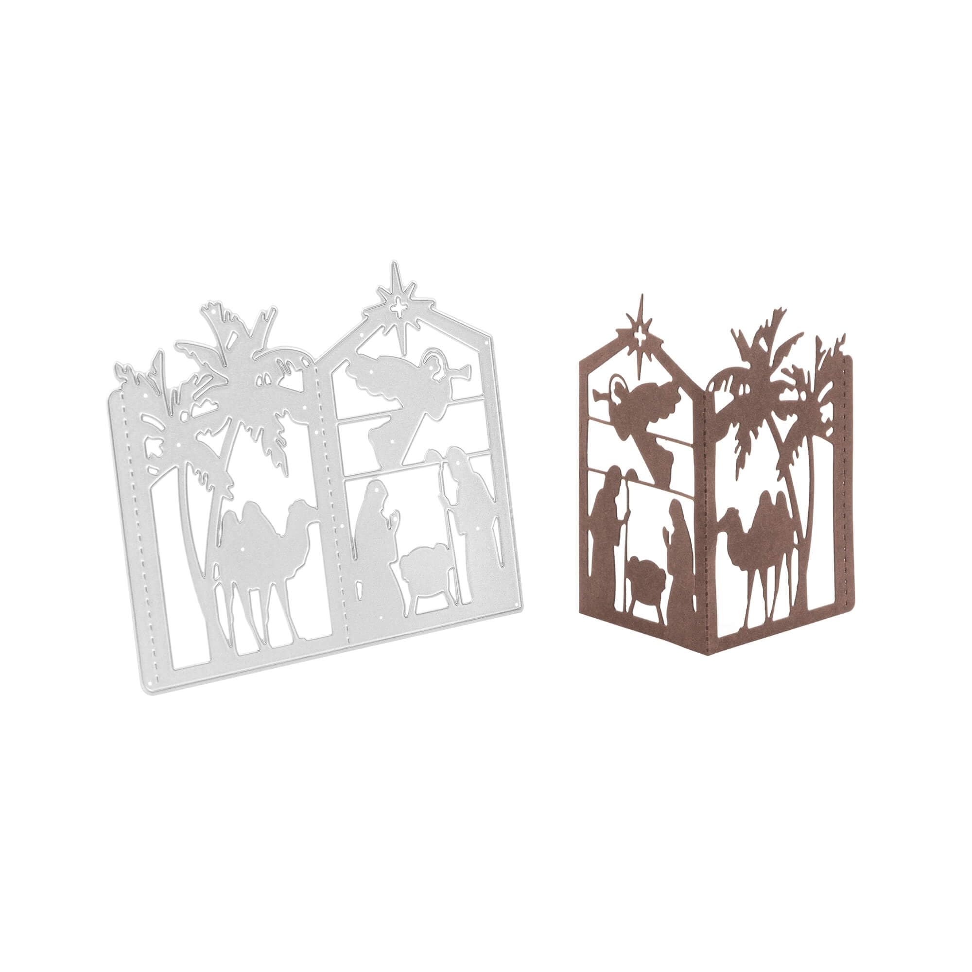 Stanzenshop Cutting Dies Stencil Nativity Lantern Bethlehem Angel Baby Jesus Christmas Cutting Dies Stencils Scrapbooking Card Making DIY Embossing Stencils