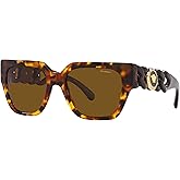 Versace Woman Sunglasses Havana Frame, Dark Brown Polarized Lenses, 53MM