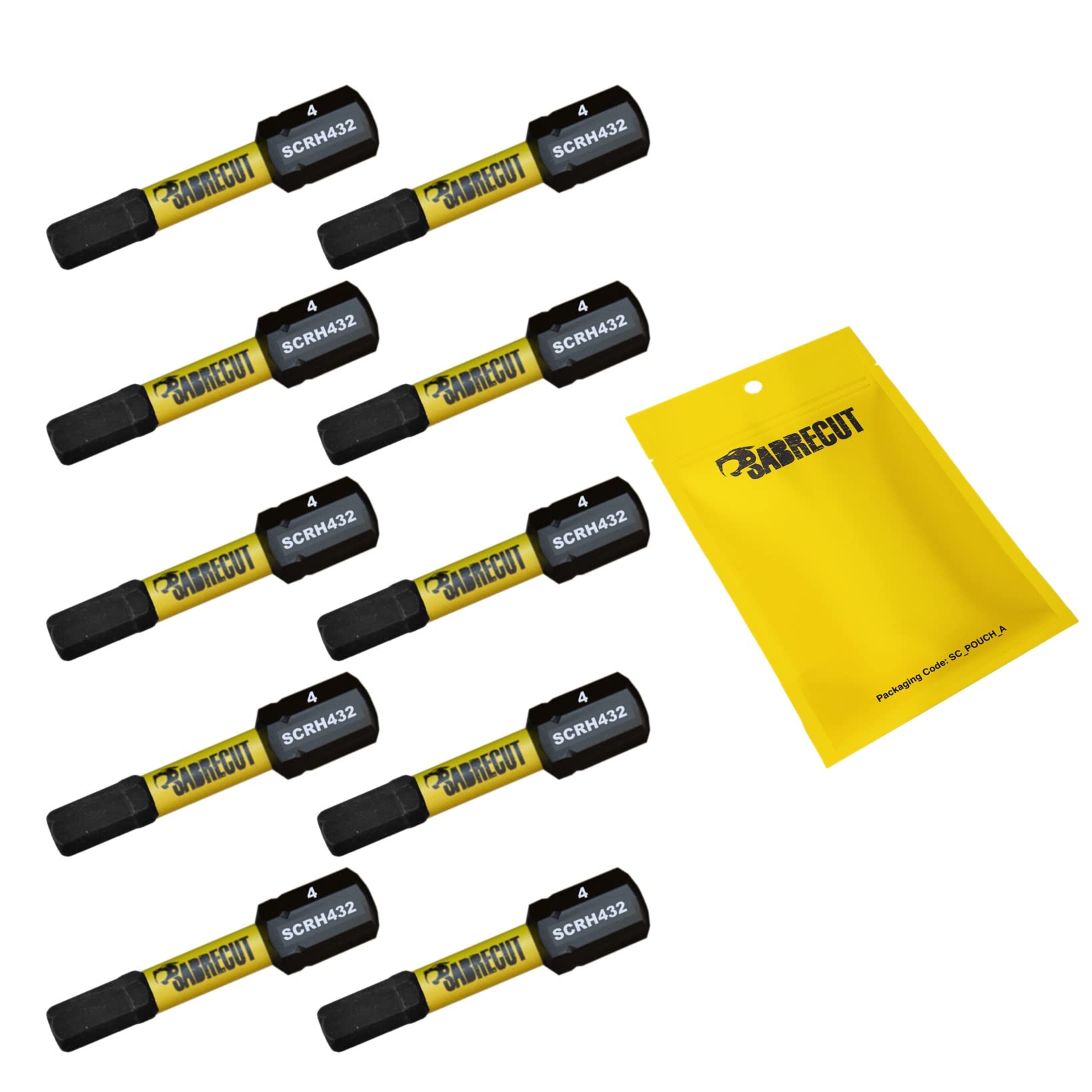 10 x SabreCut SCRH432_10 32mm H4 Hex Magnetic Impact Screwdriver Driver Bits Set Single Ended Heavy Duty