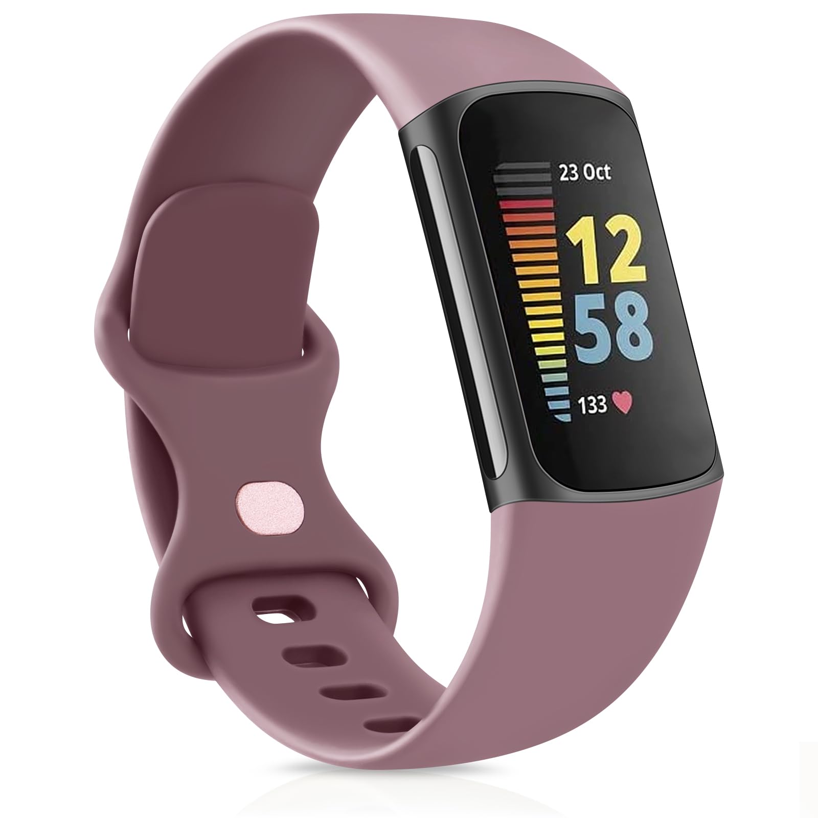 AK Straps Compatible with Fitbit Charge 5 Strap for Women and Men, Soft TPU Silicone Replacement, Sport Breathable Waterproof Adjustable Wristband for Fitbit Charge 5(Violet Smoke,Small)