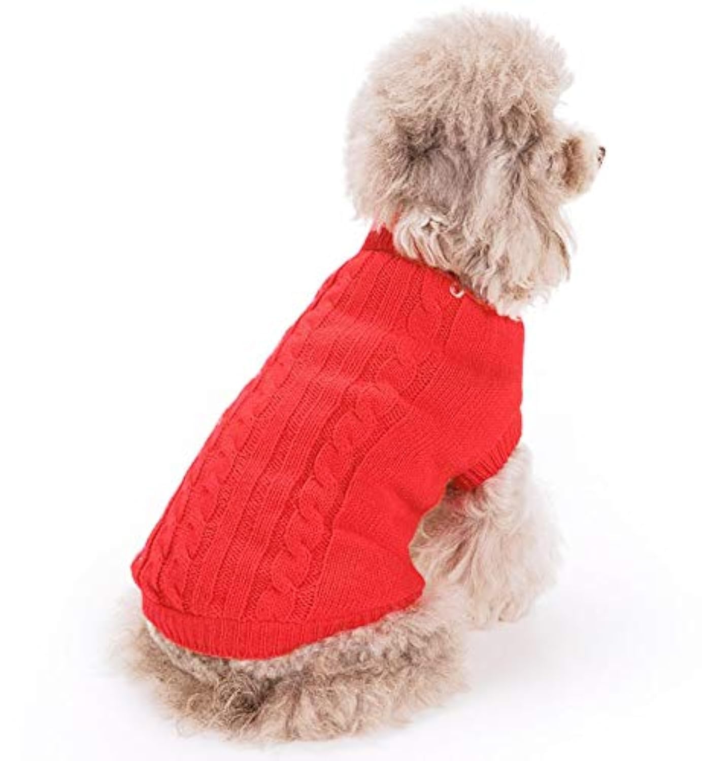 FAMI Turtleneck Classic Straw-Rope Pet Small Dog Sweaters Knitted Pet Cat Sweater Warm Dog Sweatshirt Dog Winter Clothes Kitten Puppy Sweater-(Red.XS)