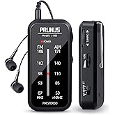 Pocket Radio Mini AM FM Stereo Radio Portable Battery Operated Radio, Includes Headphones, with Back Clip and Signal Indicator, Operated by AAA Batteries for Emergency,Walking,Running,J-985 by PRUNUS