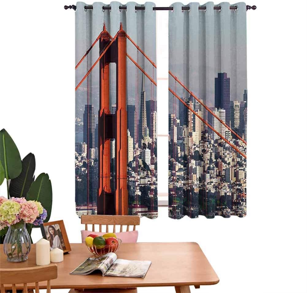 dsdsgog Customized Living Room Curtains San Francisco Bridge and Cityscape Metropolis Financial District for Bedroom Living Room