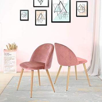 CLIPOP Esszimmerstuhl 2er Set, Retro Style Velvety Stoffbezug