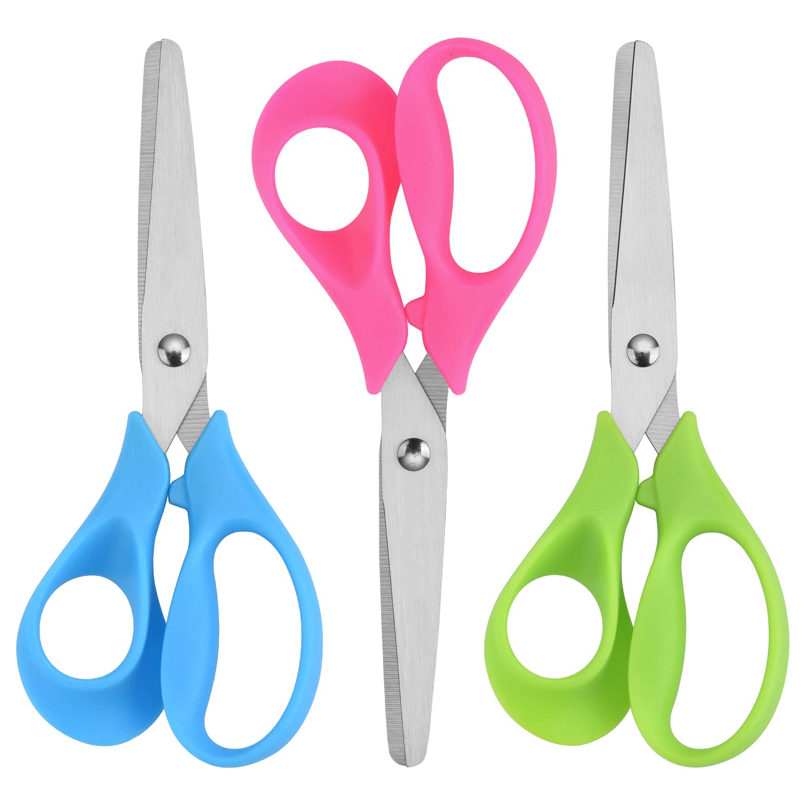 CCR Left Handed Scissors Kids,13cm Safety Blunt Stainless Steel PP Plastic Handles Left Handed Kids Scissors for DIY Cutting,Assorted Color,3 Pack