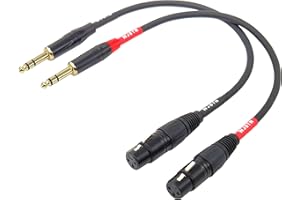 SUANQI XLR to 1/4 TRS Cable 6.35mm Dual Channel to 3-pin XLR Female XLR to 1/4 Stereo Balanced Microphone Adapter 1ft