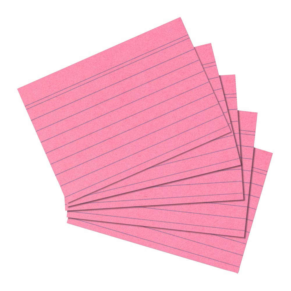 herlitz Pink A5 Ruled Index Cards - Pack of 100