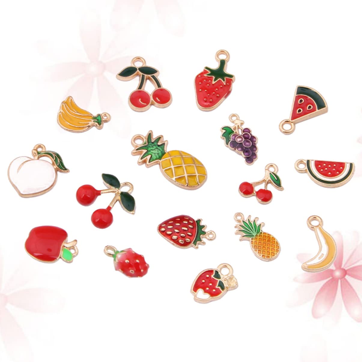 EXCEART 20pcs Dripping Oil Alloy Fruit Pendants for Diy Jewelry Making Exquisite Cartoon Charms for Bracelets Necklaces and Bag Decoration Random Style