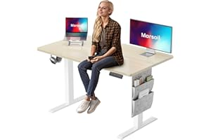 Marsail Standing Desk Adjustable Height Home Office Desk,‎48x24 Inch Electric Standing Desk, Stand up Desk with Storage Bag,Headphone Hook for Computer Workstations Desk 4 Memory Preset