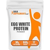 BulkSupplements.com Egg White Protein Powder - Egg White Powder, Lactose Free Protein - Unflavored &amp; Dairy Free, 30g per Serving, 500g (1.1 lbs) (Pack of 1)