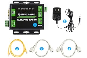 Waveshare Industrial RS232/RS485 to Ethernet Converter with Dual Serial Ports,Modbus Support,High-Speed Low-Power High-Stabil