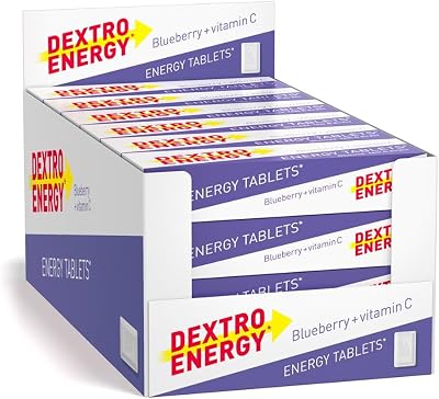 Dextro Energy Blueberry Tablets Dextrose 47g Pack of 24 Vegan Fast Acting Carbs