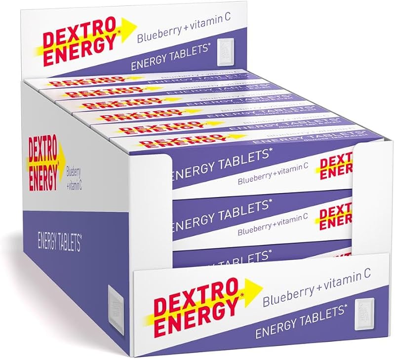Dextro Energy Blueberry Tablets Dextrose 47g Pack of 24 Vegan Fast Acting Carbs