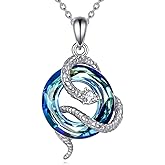 POPLYKE Snake Necklace 925 Sterling Silver Snake Pendant Necklace Animal Jewelry Gifts for Women Snakes lover