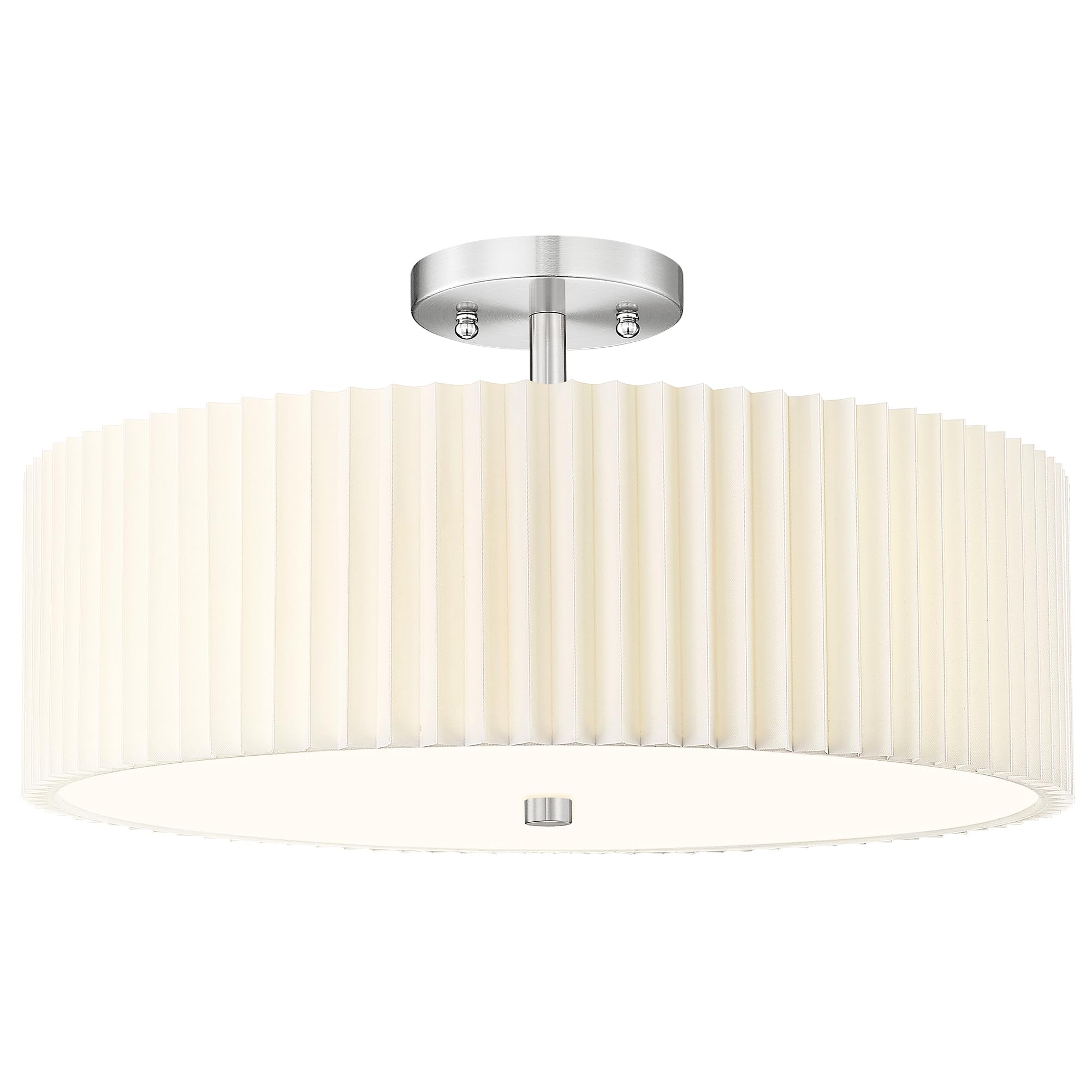 Photo 1 of Audickic Semi Flush Mount Ceiling Lights, 4-Light 18" Ceiling Light Fixture with White Pleated Fabric Shade, Brushed Nickel Drum Lamp for Nursery Hallway Bedroom Kitchen, AD-25036-4SF-SN