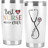 CURTIZON Best Nurse Ever Gifts - Nursing Gifts For Women, Graduation, Practitioner - CNA NICU L&D EMT LPN Nutrition Facts Tumbler 20Oz With Straw - Nurse Tumbler Mug Cup