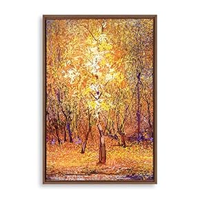Framed Canvas Wall Art for Living Room, Bedroom Beautiful Gold Forest Canvas Prints for Home Decoration Ready to Hanging - 16x24 inches