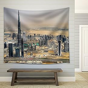Skyscraper in The Desert City - Fabric Wall Tapestry Home Decor - 51x60 inches