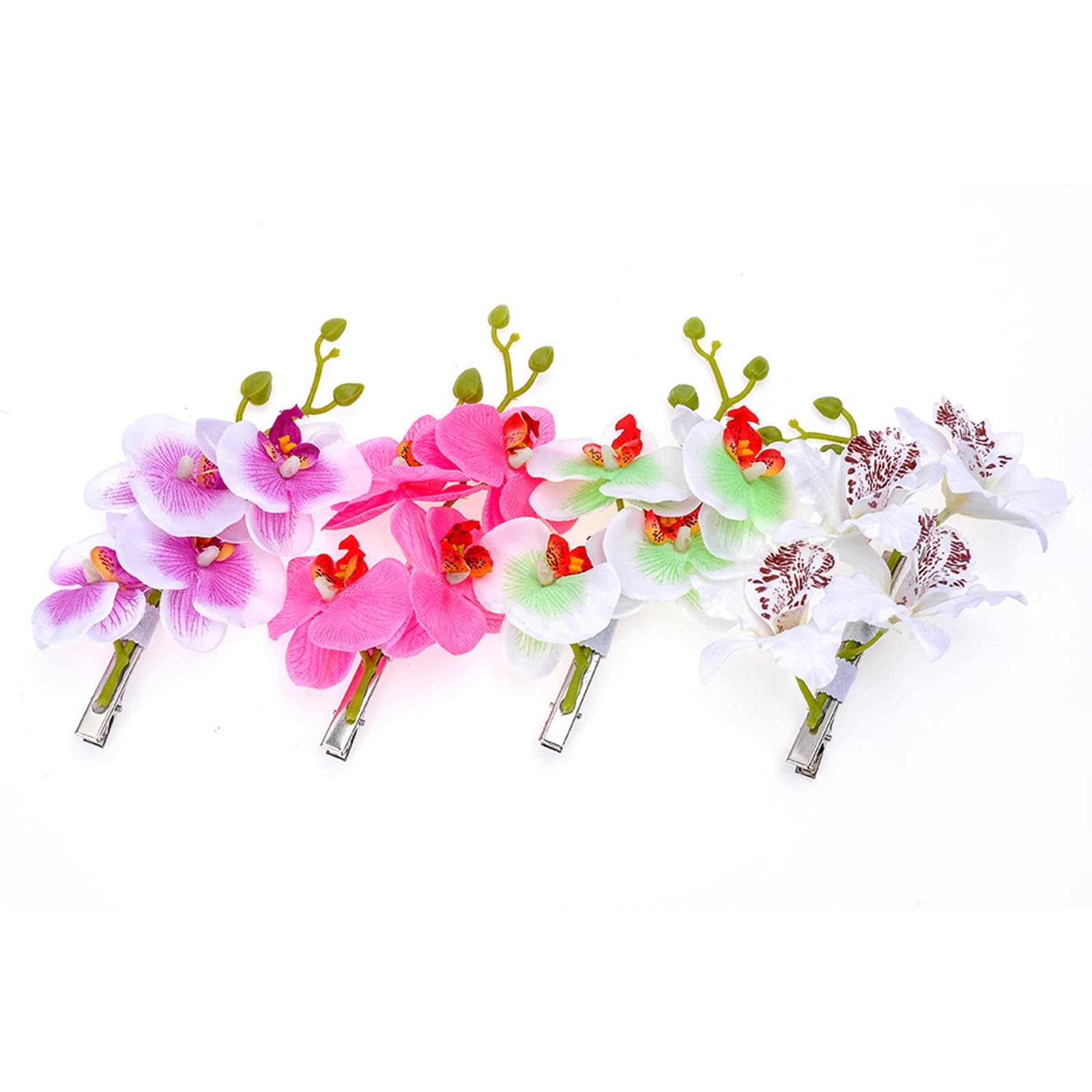 4pcs Butterfly Orchid Hair Clips Artificial Phalaenopsis Alligator Hair Pins Hawaii Flowers Headwear