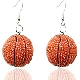 Honbay Exaggerated Personality Sports Style Earrings 3D Basketball Soccer Sport Ball Earrings Dangle Earrings for Fans Sports Lovers