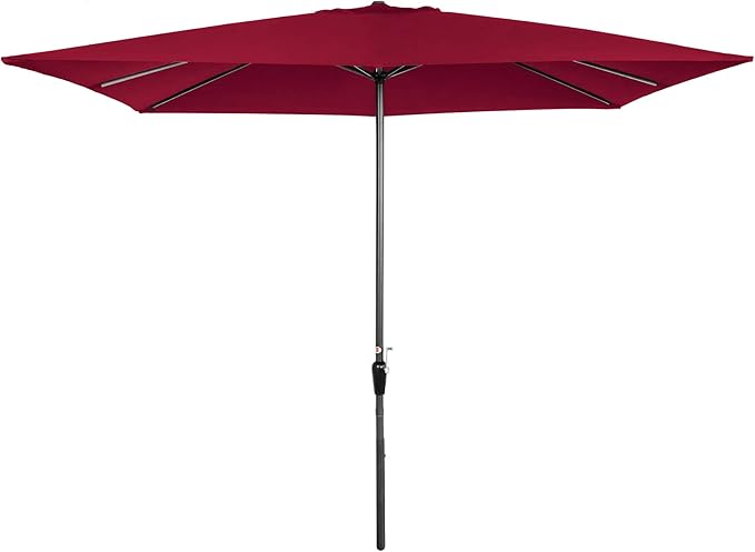 Amazon Com Best Choice Products 8x11ft Rectangular Patio Market Umbrella W Rust Resistant Frame Hand Crank Fade Resistant 210g Polyester Fabric And Wind Vent Burgundy Garden Outdoor