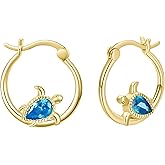 14K Gold Plated Seaturtle Hoop Earrings for Women Turtle Huggie Earrings Ocean Earrings Jewelry