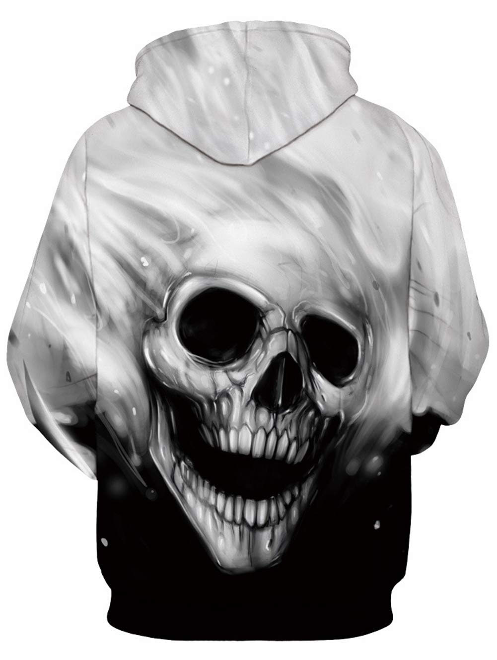 Modest Fun Novelty Hoodies Black Halloween Skull Graphic Winter Sweatshirts Competitive Adjustable Drawstring Hooded Pullover Jackets for Couple Female Male Casual Holiday Vacation Daily Wear