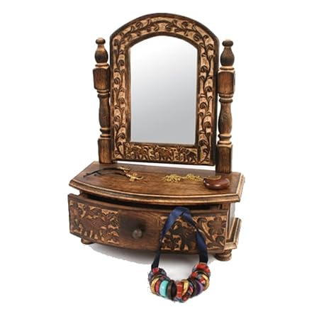 Miniature Wardrobe With Mirror Jewellery Cabinet Mango Wood