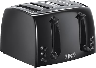 Russell Hobbs Textures 4 Slice Toaster 21651 Black Matt High Gloss 1500W
