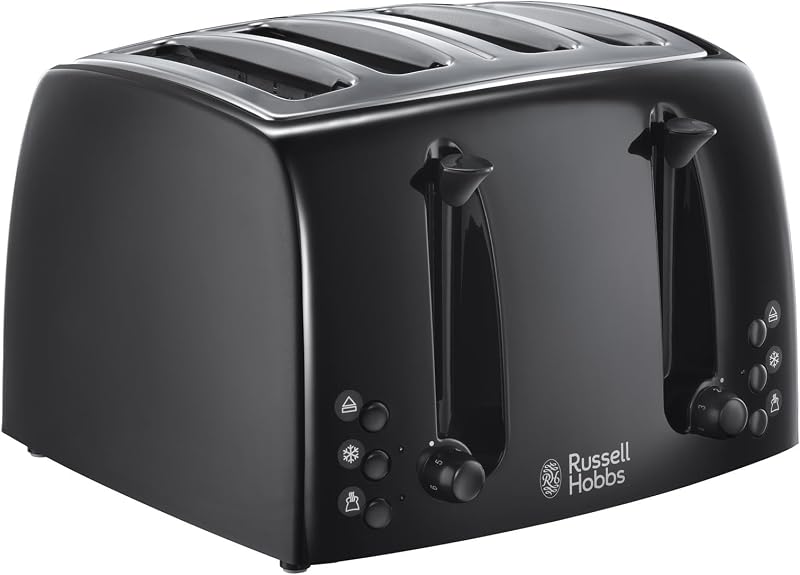 Russell Hobbs Textures 4 Slice Toaster 21651 Black Matt High Gloss 1500W