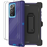 for Galaxy Note 20 Ultra Case with Belt Clip Holster, 2 Screen Protector, Military Grade Full Body Heavy Duty Shockproof Rugged Protective Cover for Samsung Galaxy Note 20 Ultra 5G Blue