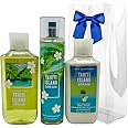 Bath & Body Works TAHITI ISLAND DREAM 3pc bundle - Mist, Body Wash, Body Lotion Gift Set with a Blue Bow for Holidays & Gifts - Full Size