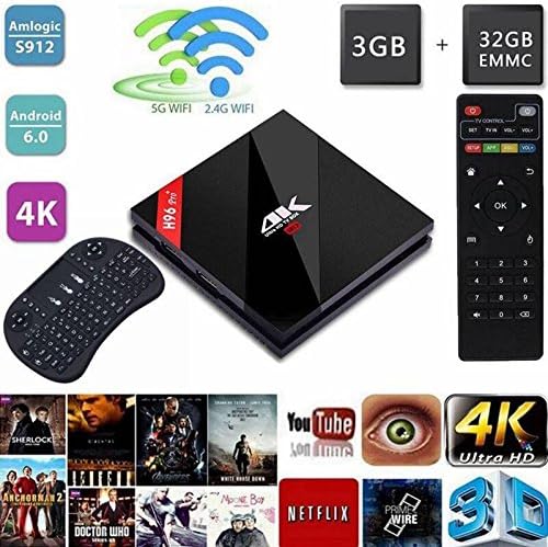 2017 Newest H96 PRO Plus Android 6.0 4K TV BOX 3GB+32GB Amlogic S912 Octa Core 64 Bit Wifi 1000M LAN Smart TV Box with Keyboard