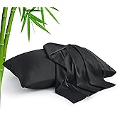 BEDELITE Pillow Cases Standard Size Set of 2, Rayon Derived from Bamboo, Cooling Pillow Cases for Hot Sleepers & Night Sweats, Breathable and Silky Soft Envelope Pillowcases(Black, 20"x26")