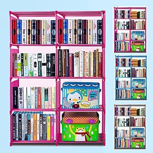 Meharbour 4-Tier 8-grid Storage Closet Organizer Shelf,DIY Adjustable Cabinet Bookcase Kids Office Bookshelf Closet Shelf Home Furniture Storage (US STOCK) (Pink-8 Cube)